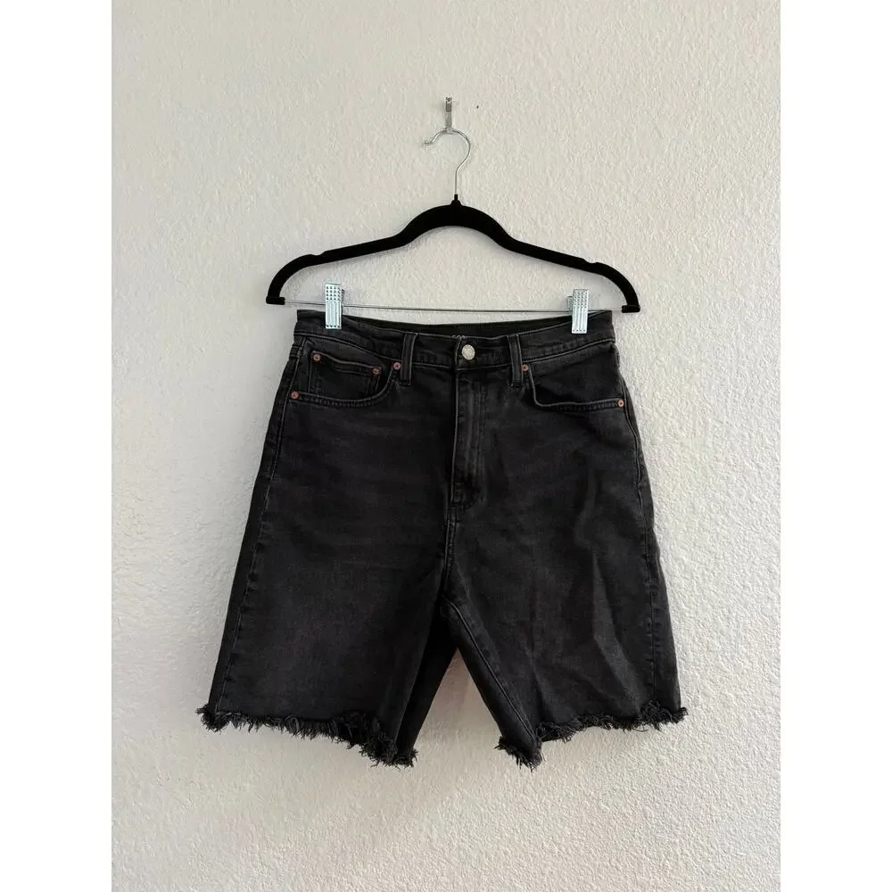 Aritzia Denim Forum Arlo Long Denim Shorts Black Size 28